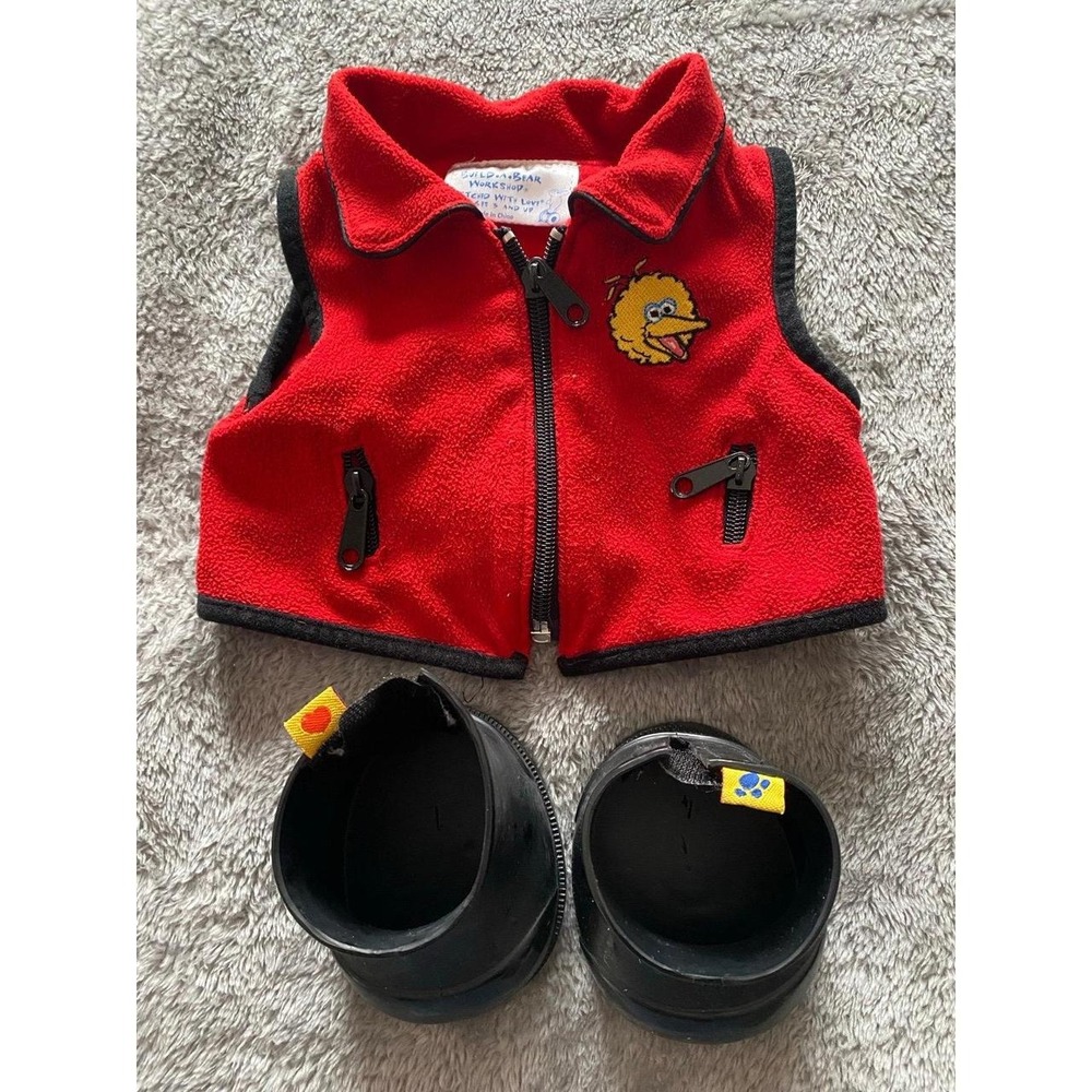 Build A Bear Sesame Street Big Bird BAB Fleece Vest Boots